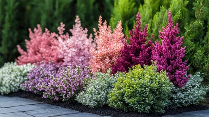 Obraz premium Colorful heather garden border landscaping