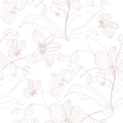 hand-drawn seamless orchid patterns featuring elegant floral designs, perfect for textiles, wallpapers, and stationery