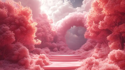 Surreal dreamy landscape with golden foliage HD images