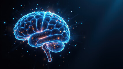 3D illustration of a human brain with an AI-inspired design.