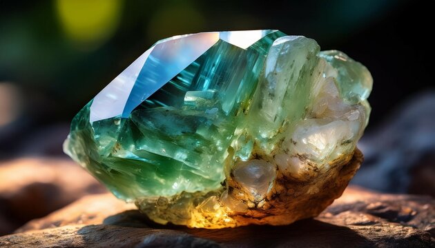 macro shooting of natural gemstone the raw mineral is beryl