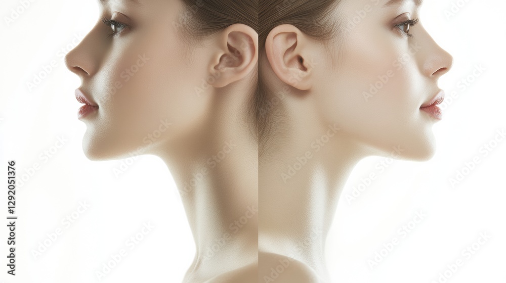 Poster Body shape transformation showing profile views highlighting changes in contour and structure. Generative AI
