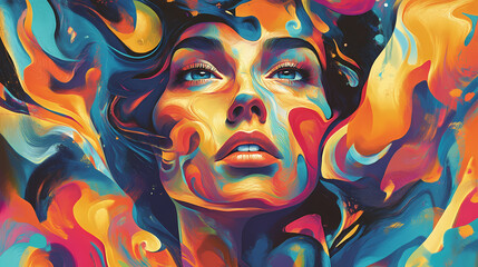 Fototapeta premium vibrant abstract womans face portrait