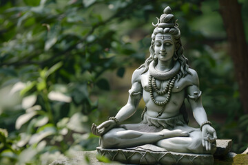 Fototapeta premium Serene statue of lord shiva in meditation pose