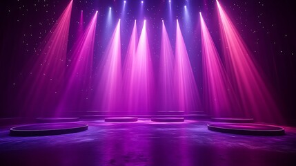 Vibrant concert stage with purple spotlights picture