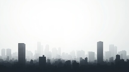Obraz premium City skyline obscured by heavy gray smog, buildings fading into the hazy atmosphere with space for text. Generative AI