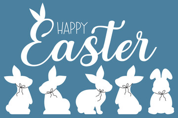 Happy Easter greeting card with bunnies, Happy Easter banner