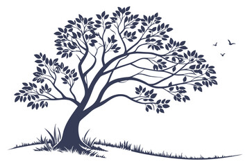 Fototapeta premium Lush Green Broadleaf Tree Vector Art