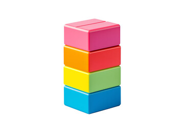 A colorful stack of building blocks isolated on a transparent background. Perfect for children's educational materials or toy-related concepts.