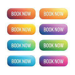 Fototapeta premium Book now button collection isolated transparent background.