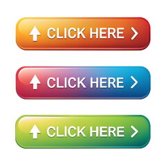 Click here button collection isolated transparent background.