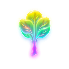 Fototapeta premium Spinach holographic 3D icon. neon symbol vector illustration isolated on white background. Generative AI