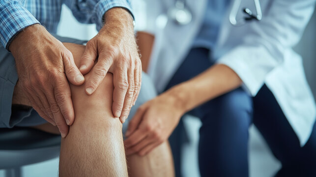Doctor Examining Patient's Painful Knee