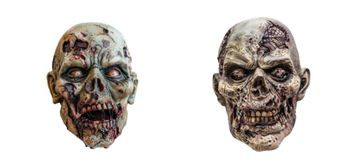 Frightening zombie head masks with gory details and realistic expressions for scary occasions