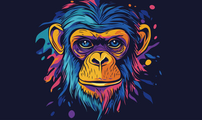 Obraz premium Colorful Minimalist Ape Vector Graphic for T-Shirt Design in Modern Style