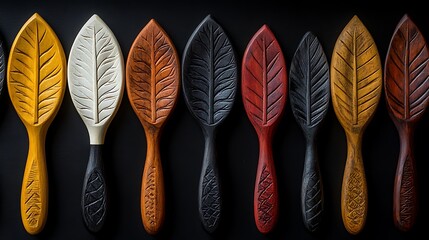 Wooden feather spoon set for decoration HD pictures