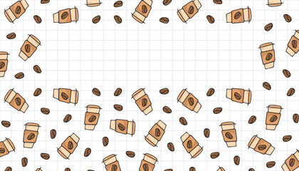 coffee frame. An invigorating aromatic drink. an empty frame for advertising. The flyer. the poster. coffee. Coffee shop wallpaper. A doodle-style drawing. seamless. hot chocolate. The coffee label. 