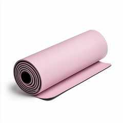 Rolled yoga mat in soft pastel color ready for practice in calming indoor environment