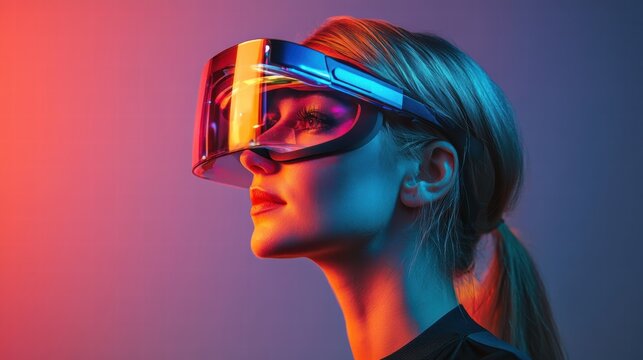 Woman transforming into an avatar in the metaverse.