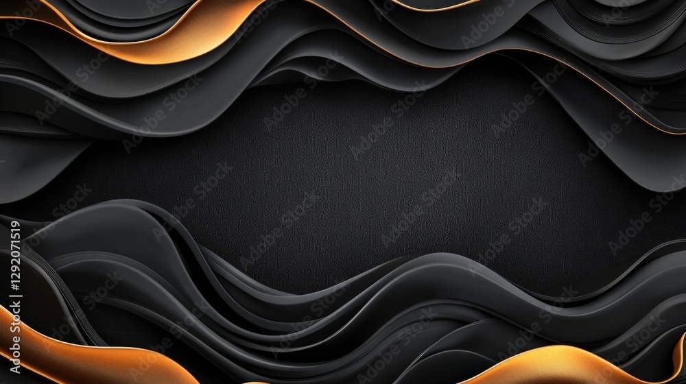Poster black and gold abstract background with smooth textures and patterns for digital design projects