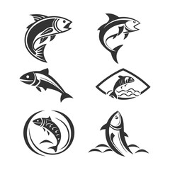 vector set of fish silhouette
