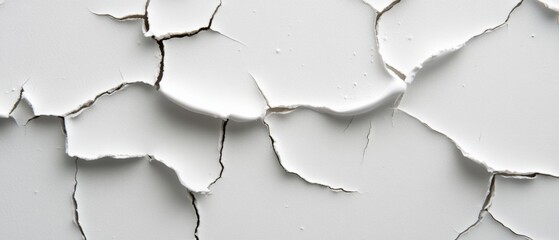 Close-up of cracked white paint
