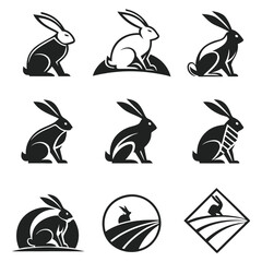 Naklejka premium set of rabbit silhouette icons