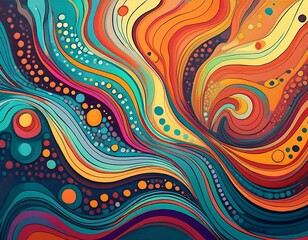 vibrant abstract pattern with colorful dots and flowing lines