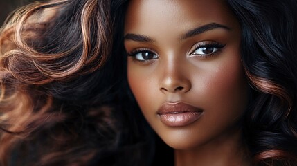 Fototapeta premium Beautiful black woman posing with long healthy hair