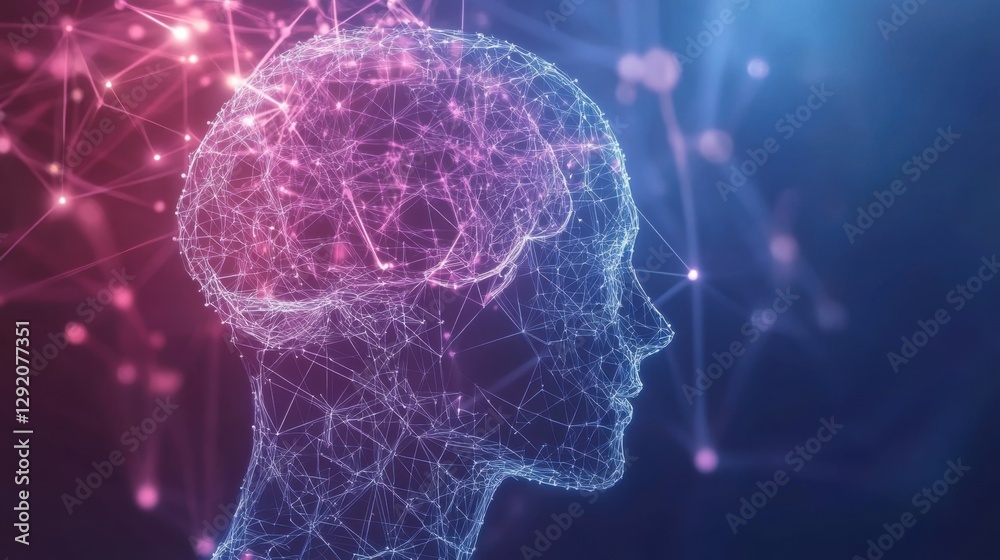 Poster ai (artificial intelligence) concept. deep learning. mindfulness. psychology.brain nervous system co