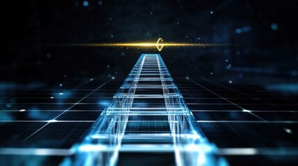 Dynamic digital pathway virtual space animated visuals futuristic environment abstract viewpoint technology concept for seo impact