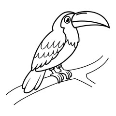 bird on branch coloring page silhouetter design