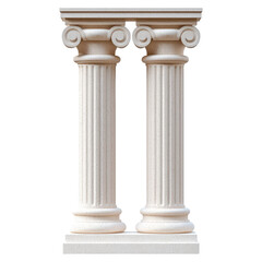Classic architectural pillars with detailed design , isolated on a transparency background