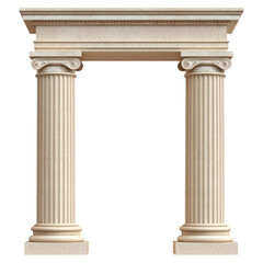 Ancient architectural pillars with detailed carvings , isolated on a transparency background