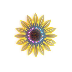 Fototapeta premium Sunflower holographic 3D icon. neon symbol vector illustration isolated on white background. Generative AI
