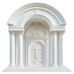 Obraz premium Elegant entrance with arches and columns in white stone , isolated on a transparency background