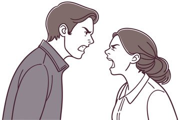 Fototapeta premium Arguing Couple Illustration - Vector Artwork of Relationship Struggles
