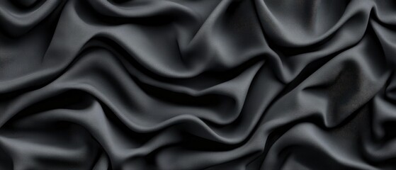 Obraz premium Black silk fabric texture background showcasing smooth and elegant material for design and textile applications