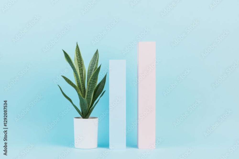 Fototapete bar chart displays dramatic sales growth compared to previous performance in a minimalistic setting.