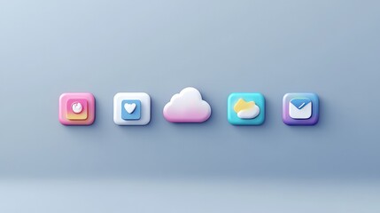 Obraz premium Vector Cloud Lowpoly Illustration with different icons