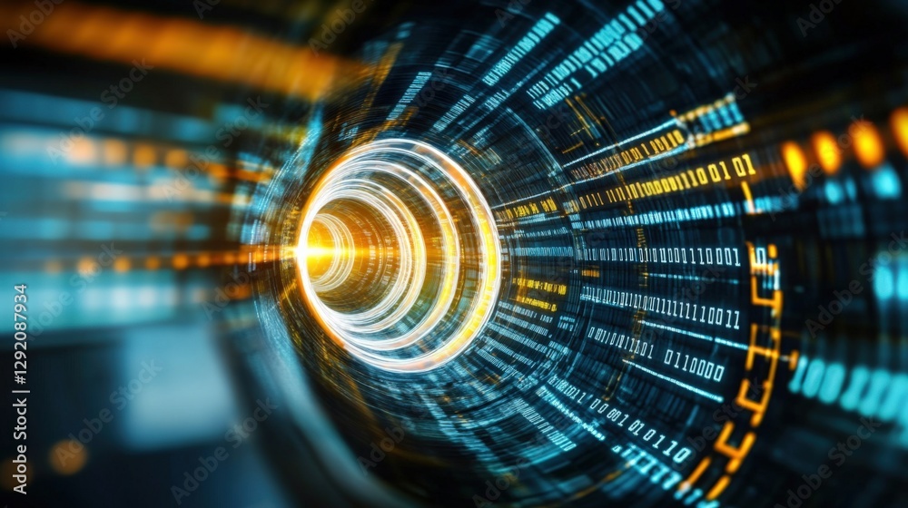 Aufkleber dynamic data flow visualization abstract environment digital art technology concept close-up view fu