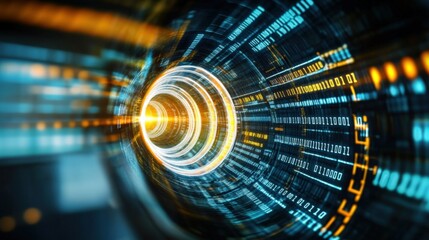 Dynamic data flow visualization abstract environment digital art technology concept close-up view futuristic design