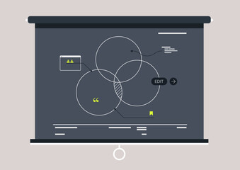 A visually striking scheme displayed on a blackboard captures intricate connections and processes, highlighting collaborative thinking during an inspiring educational moment in a busy learning space