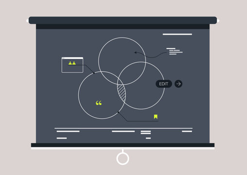 A visually striking scheme displayed on a blackboard captures intricate connections and processes, highlighting collaborative thinking during an inspiring educational moment in a busy learning space