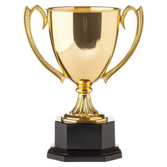 Golden trophy cup symbolizing victory and achievement , isolated on a transparency background