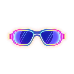 Fototapeta premium Swimming goggle holographic 3D icon. neon symbol vector illustration isolated on white background. Generative AI