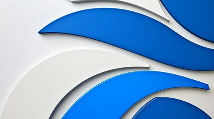Fototapeta premium Waves pattern blue & white on wall, flowing background. Abstraction art, decoration
