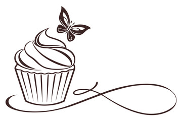 Unique Cupcake Logo Design Featuring a Butterfly – Vector Art for Branding