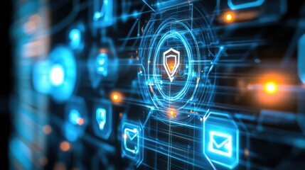 Fototapeta premium Digital security measures enhancing cyber protection virtual environment graphic design futuristic perspective technology concepts