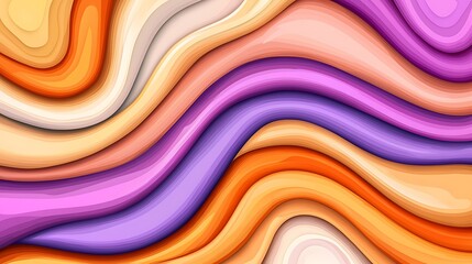 Wavy Layers of peach, orange, and purple hues for background, or abstract presentation